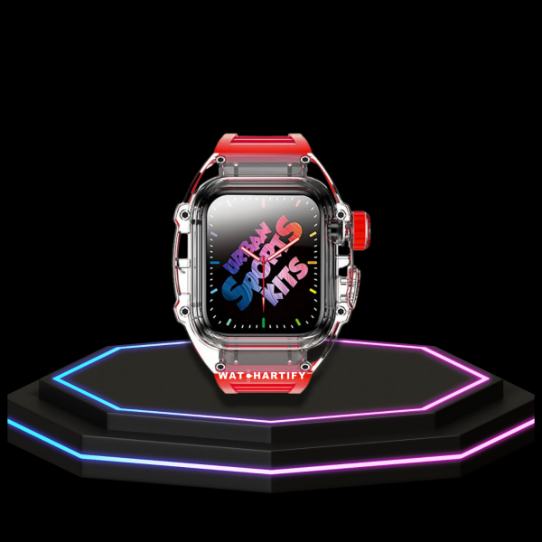 296 7d6d813f 431e 4152 a5d4 235f079ea643 Apple Watch Case 44MM - ICE Series Transparent | Fluorescent Sport Red Rubber