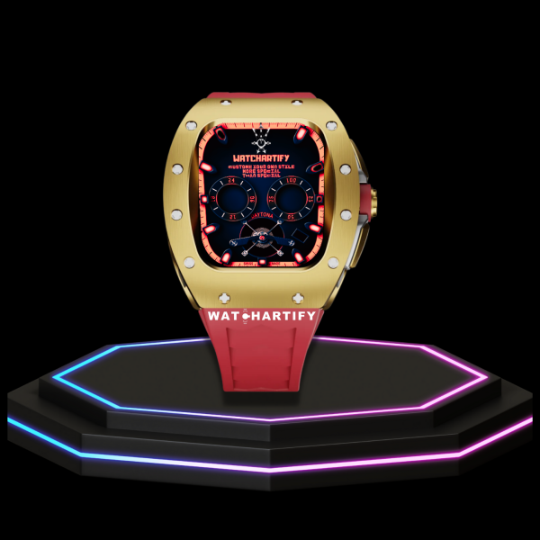 29 26c5f377 77e8 4b1e 9dd5 223776e37b77 Apple Watch Case 45MM - CONCEPT GOLD Series Champagne | Scarlet Red Rubber