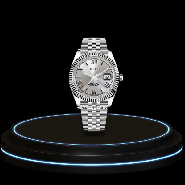 29 508b221a 9329 4108 8332 76e62083b793 SEIKO Mod Datejust Collection Silver Number Dial NH35 Automatic Movement Silver Stainless Steel Strap