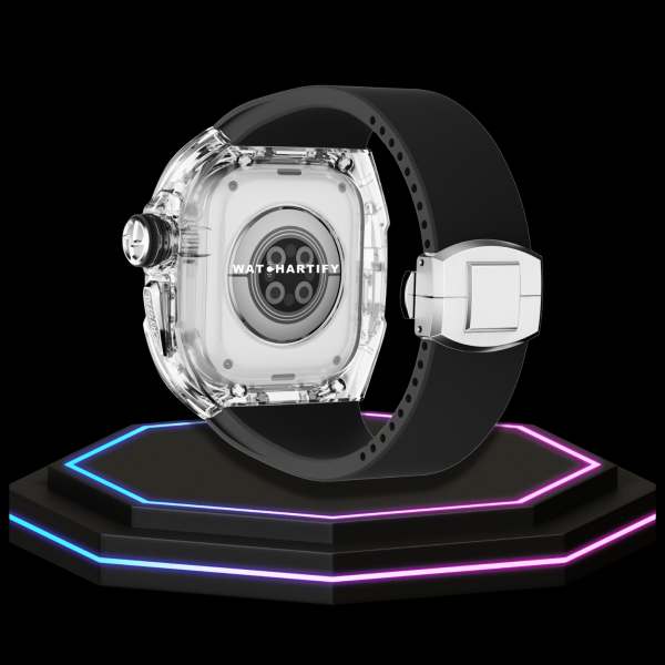 29 a7ace7a9 a027 43d4 b54d 11a3430e49d2 Apple Watch Ultra Case 49MM - CRYSTAL Pro Silver Series Luminary | Midnight Black Rubber