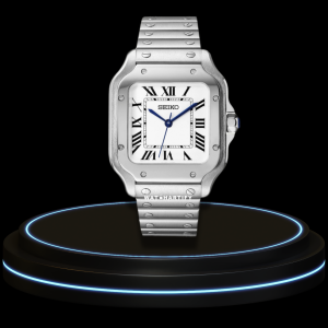 2 83744de9 6c76 401e 9cb8 eb6a9736414d SEIKO Mod Santos Collection Snow White Dial NH35 Movement Silver Stainless Steel Strap