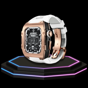 2 f34dabfd 6e6b 4672 91d5 92fe010bfd3b 1 Apple Watch Case 45MM - TITAN Series Rose Gold Dark Titanium | Snow White Rubber