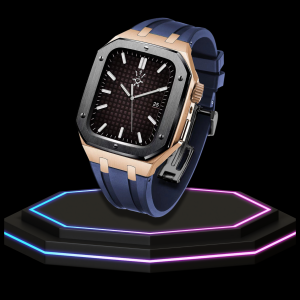2 f679d13e bb95 44a2 9f31 406d22c89559 Apple Watch Case 45MM - GONDOLO Series Black Rose Gold | Ocean Blue Rubber
