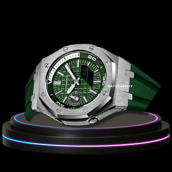 30 41be85ca d89f 49d3 841d 61dff7b84f68 G-SHOCK Casio GA2100 | OFFSHORE Series Silver Mod Green Silver Dial | Green Rubber