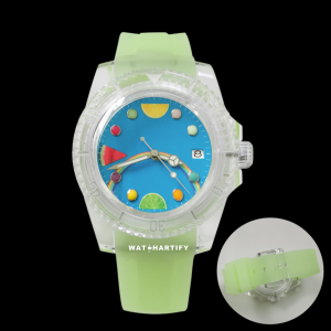 30 43225114 bae2 46bd 8d5b b2481cb57a2b Watchartify Series Fruit Face 40MM NH35 Automatic Movement Luminous Transparent Light Green Rubber