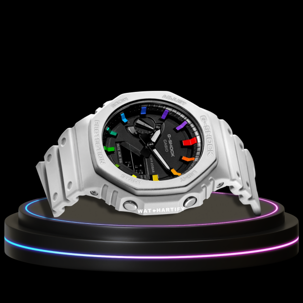 30 b305396b 12f2 4bf8 b325 a6f7081b2af4 G-SHOCK Casio GA2100 | CASIO OAK Series Rainbow Snow White Dial | White Rubber