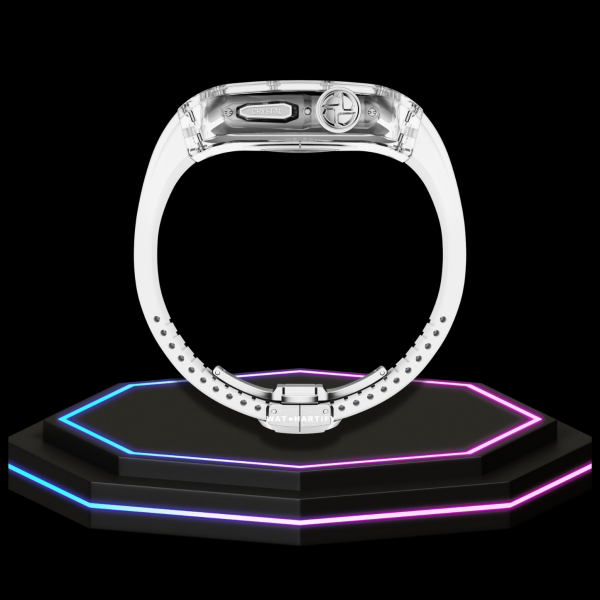 30 b6b4cf49 8107 490a 9884 ea3845f4685e 1 Apple Watch Case 45MM - CRYSTAL Silver Series Transparent | Snow White Rubber