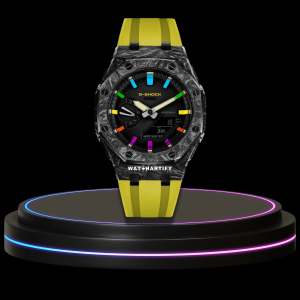 31 08c580de 77e7 4aa9 a4f1 59aaca6b455e G-SHOCK Casio GA2100 | CARBON FIBER Series Carbon Fiber Rainbow Mod Midnight Black Dial | Yellow Rubber