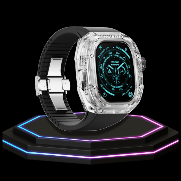 31 5f8b2727 b51a 4bdd 8bab f754c015ca96 Apple Watch Ultra Case 49MM - CRYSTAL Pro Silver Series Luminary | Midnight Black Rubber