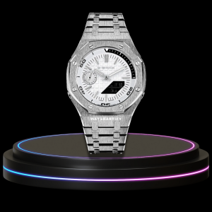 31 72510de3 1a62 44df 85e9 c81d34a90a64 G-SHOCK Casio GA2100 | OFFSHORE Series Silver Mod Snow White Dark Dial | Silver Stainless Steel Strap