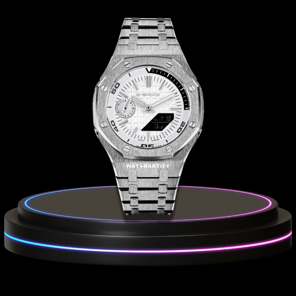 31 72510de3 1a62 44df 85e9 c81d34a90a64 G-SHOCK Casio GA2100 | OFFSHORE Series Silver Mod Snow White Dark Dial | Silver Stainless Steel Strap