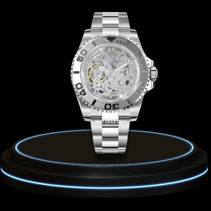 SEIKO Mod Submariner Collection Silver Skeleton Dial Grey Silver Bezel NH35 Movement Silver Stainless Steel Strap