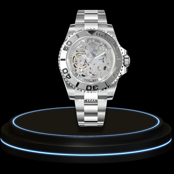 31 8475c404 ac0f 477b 8c0a 59021ffccaaa SEIKO Mod Submariner Collection Silver Skeleton Dial Grey Silver Bezel NH35 Movement Silver Stainless Steel Strap