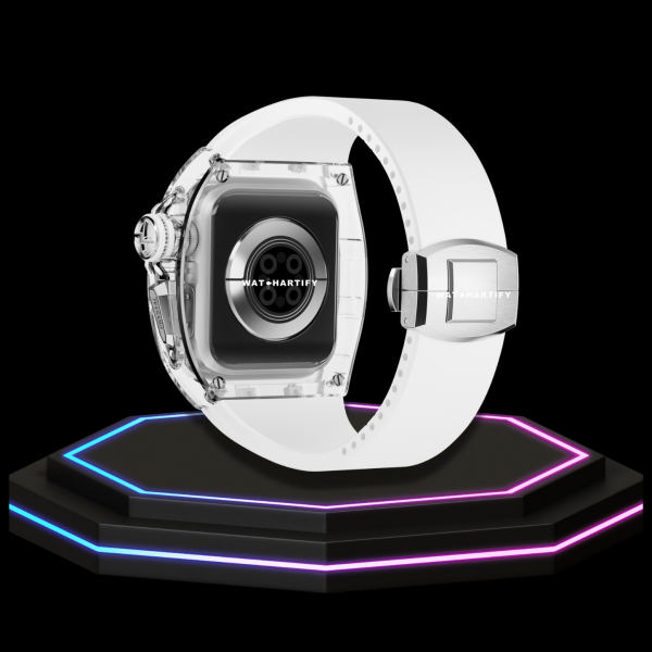 31 a0b65429 c6da 4082 85f3 1388ab95d791 1 Apple Watch Case 45MM - CRYSTAL Silver Series Transparent | Snow White Rubber
