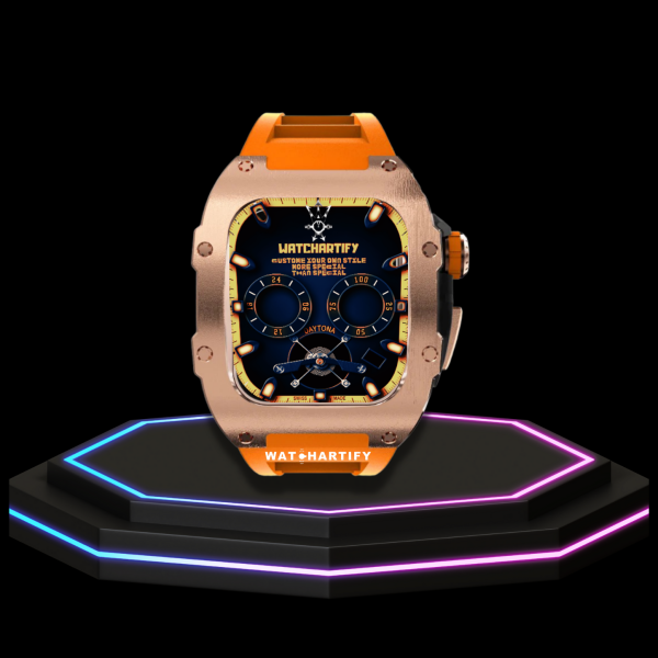 31 c879263a ba22 441f 92fa cb188acb5cce Apple Watch Case 44MM - TITAN Series Rose Gold Dark Titanium | Sunset Orange Rubber