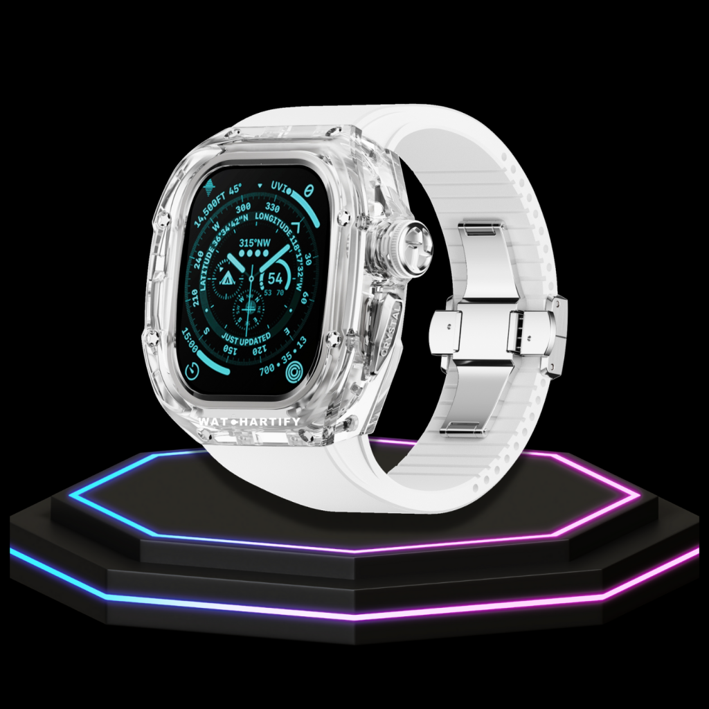 Apple Watch Ultra Case 49MM - CRYSTAL Pro Silver Series Luminary | Snow White Rubber