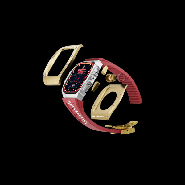 33 1bcb665e e3dc 4999 812c d877d170ad05 Apple Watch Case 45MM - CONCEPT GOLD Series Champagne | Scarlet Red Rubber