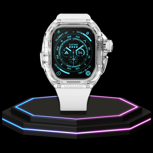 33 6e95bf34 3520 446d afd1 ceb4fcad4f2c Apple Watch Ultra Case 49MM - CRYSTAL Pro Silver Series Luminary | Snow White Rubber