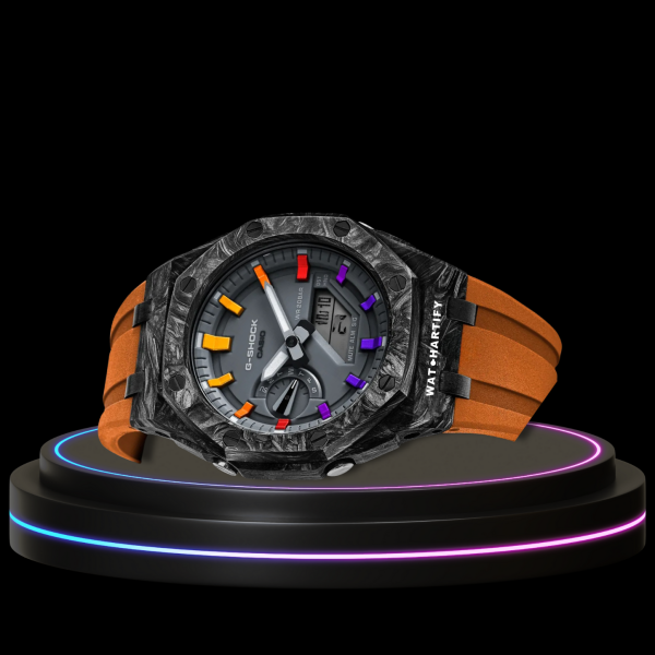33 77dcbb50 3d7d 42ea b343 8af3543cb313 G-SHOCK Casio GA2100 | Carbon Fiber Series Grey Dial Rainbow Marker | Sunset Orange Rubber