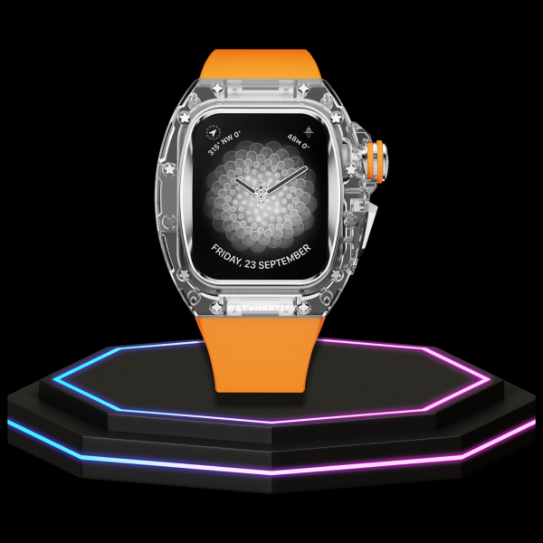 Apple Watch Case 45MM - CRYSTAL Silver Series Transparent | Sunset Rubber
