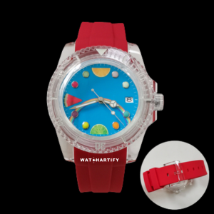 34 0de96db7 44ba 4585 8c40 6e07e8279447 Watchartify Series Fruit Face 40MM NH35 Automatic Movement Red Rubber