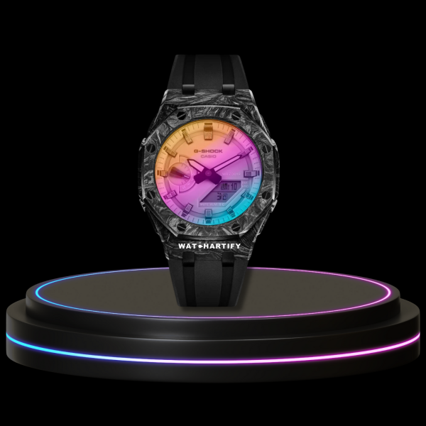34 46e4d670 0b45 4ee2 8c5e 53f248197b68 G-SHOCK Casio GA2100 | Carbon Fiber Series Rainbow Surface Dial | Dark Rubber
