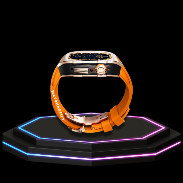 35 02c337bd 0487 4839 bdb9 34acde3a2298 Apple Watch Case 44MM - TITAN Series Rose Gold Dark Titanium | Sunset Orange Rubber