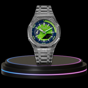 35 48a1d79e 5c9f 4fc5 b74d 2bbde4c13dbe G-SHOCK Casio GA2100 | OFFSHORE Series Titanium Mod Green Dial | Silver Stainless Steel Strap
