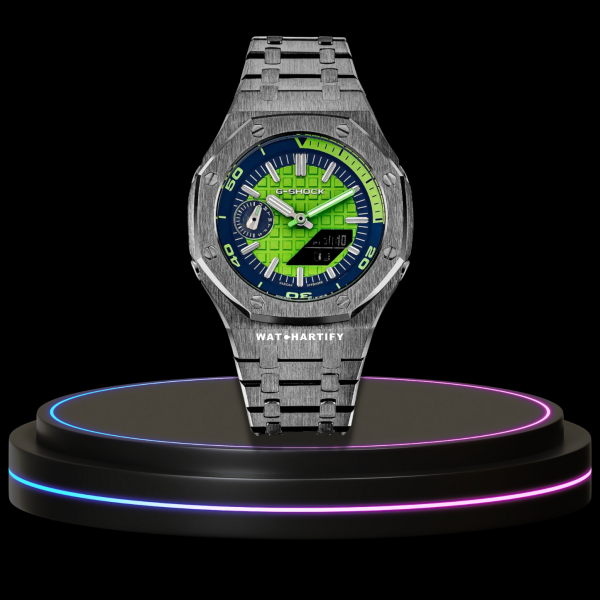 35 48a1d79e 5c9f 4fc5 b74d 2bbde4c13dbe G-SHOCK Casio GA2100 | OFFSHORE Series Titanium Mod Green Dial | Silver Stainless Steel Strap
