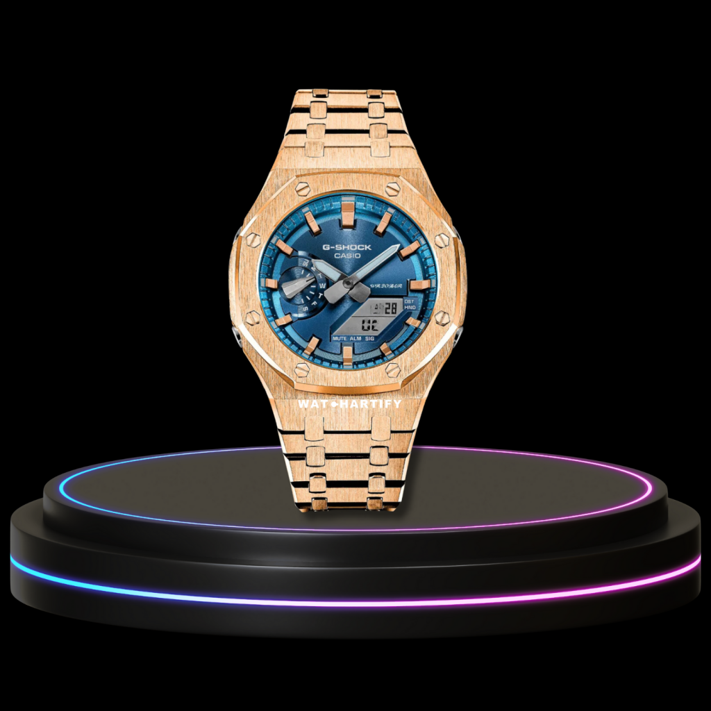 G-SHOCK Casio GA2100 | Rose Gold Series Metallic Tiffany Deep Blue Dial Rose Gold Marker | Rose Gold Strap