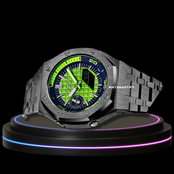 36 2e68470a 3ea0 4964 aa90 c5e9e50dfc85 G-SHOCK Casio GA2100 | OFFSHORE Series Titanium Mod Green Dial | Silver Stainless Steel Strap
