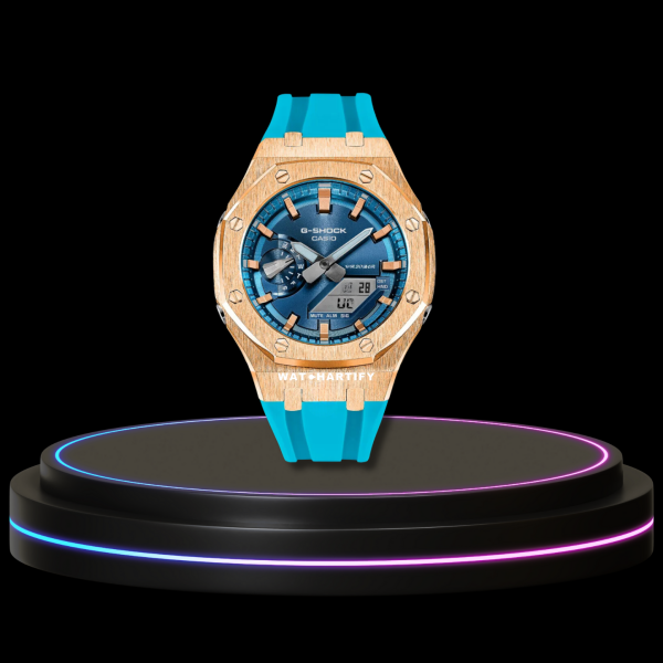 G-SHOCK Casio GA2100 | Rose Gold Series Metallic Tiffany Deep Blue Dial Rose Gold Marker | Tiffany Deep Blue Rubber