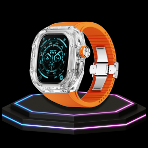 37 2916424e 1a33 4133 9c5a 68a8649483cb Apple Watch Ultra Case 49MM - CRYSTAL Pro Silver Series Luminary | Sunset Orange Rubber
