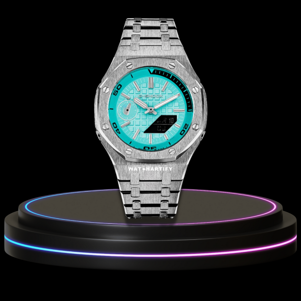 37 88728ea5 bc98 497f bdf8 ecde7720c7a7 G-SHOCK Casio GA2100 | OFFSHORE Series Silver Mod Tiffany Dark Dial | Silver Stainless Steel Strap