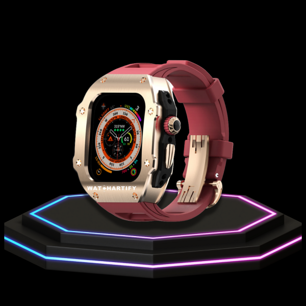 Apple Watch Ultra Case 49MM - Pro Series Captain Golden | Scarlet Red Rubber