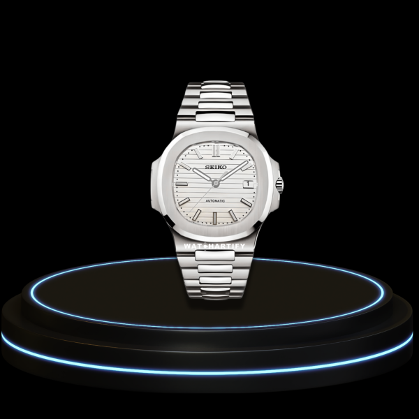 37 b5fbba4e 8a54 48e1 b91f 22dca8e1d581 SEIKO Nautilus Mod Collection Snow White Dial NH35 Movement Silver Stainless Steel Strap