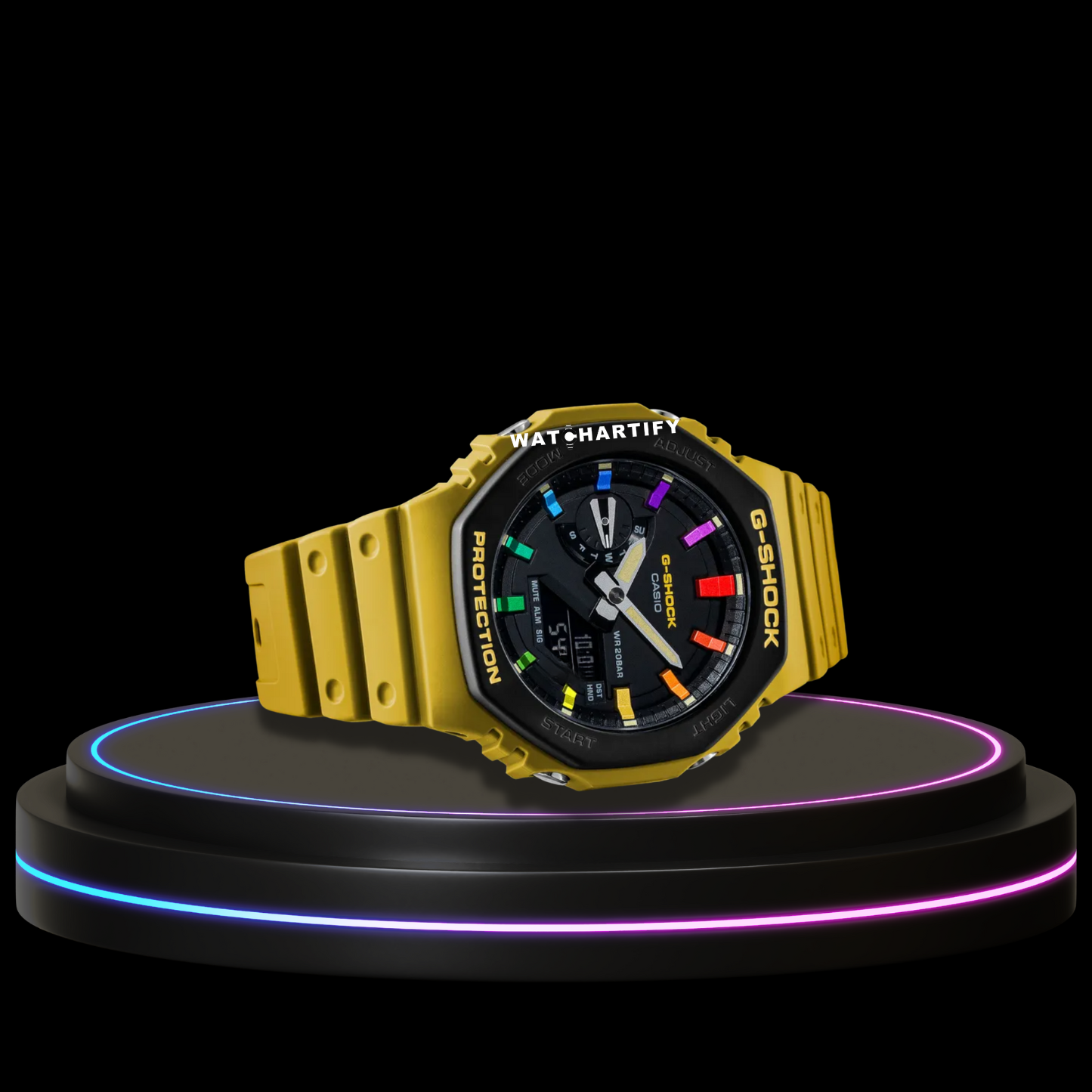 G-SHOCK Casio GA2100 | CASIO OAK Series Rainbow Sport Yellow Dial | Lemon Yellow Rubber