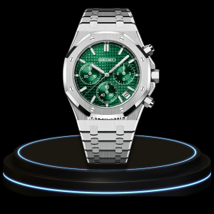 38 5bd67079 5ce8 4626 9a52 31985e808fe7 SEIKO Mod Royal Oak Collection Deep Green Chrono Dial NH35 Movement Silver Stainless Steel Strap