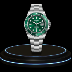 39 476e02b0 1b92 443e b4e2 e7adb883e3eb SEIKO Mod Submariner Collection Green Dial Green Bezel NH35 Movement Silver Stainless Steel Strap