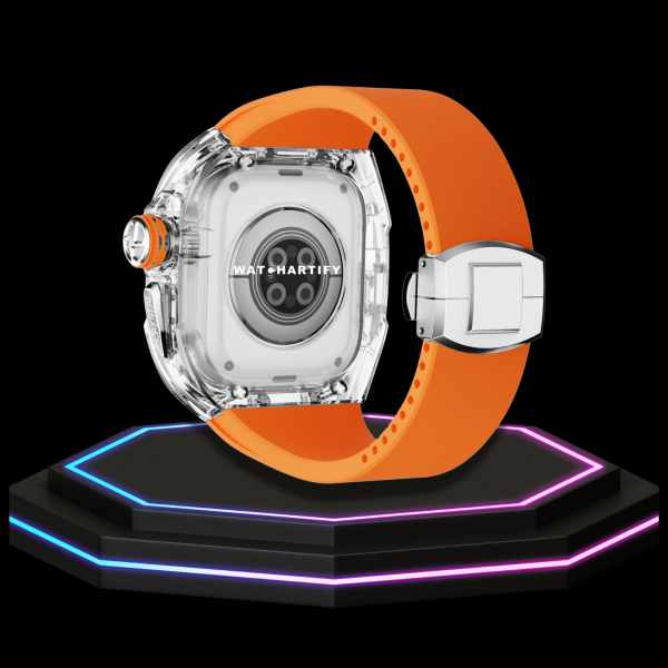 39 d75463c8 7a3c 4847 88c3 b789fb5a43d7 Apple Watch Ultra Case 49MM - CRYSTAL Pro Silver Series Luminary | Sunset Orange Rubber