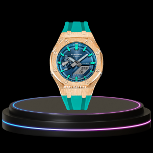 39 ed8bd677 4e78 40a6 8a27 d9cfd1e8fa4a G-SHOCK Casio GA2100 | Rose Gold Series Metallic Tiffany Deep Blue Dial Tiffany Blue Marker | Tiffany Blue Rubber