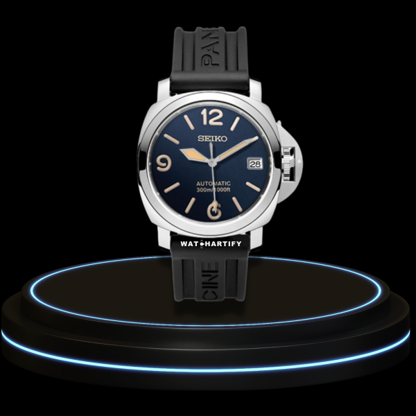 SEIKO Mod Panerai Collection Night Blue Dial Sunset Orange Markers NH35 Movement Midnight Black Rubber