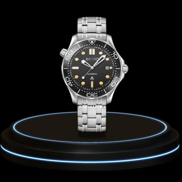 3 d817b2b4 2302 4e31 a769 faf56d92b935 SEIKO Mod Speedmaster Collection Midnight Black Points Dial NH35 Movement Silver Stainless Steel Strap