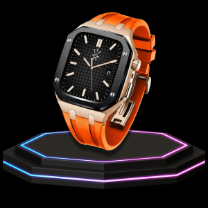 4 Apple Watch Case 44MM - GONDOLO Series Black Rose Gold | Sunset Rubber