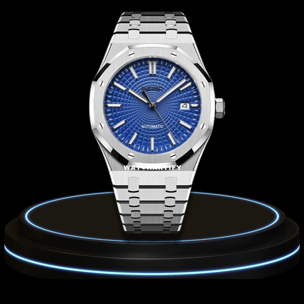 40 2738ad6b e54d 4041 93c2 b93efcfdb7c2 SEIKO Mod Royal Oak Collection Deep Blue Circle Dial NH35 Movement Silver Stainless Steel Strap