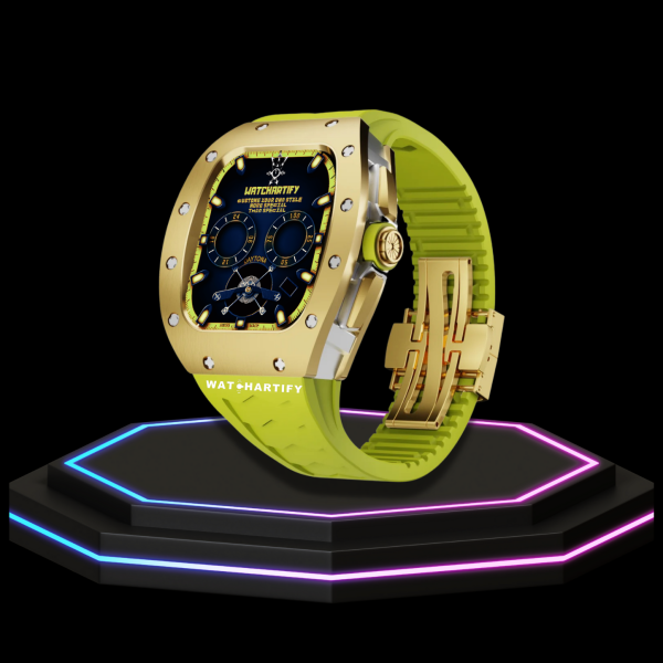 40 a7dd4a46 3b35 4858 ac08 13315b5a372e Apple Watch Case 45MM - CONCEPT GOLD Series Champagne | Lime Green Rubber