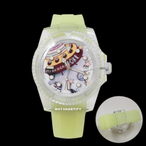 40 eedd4494 8cdf 43b0 a635 09cd15cb6f63 Watchartify Series Cartoon Face 40MM NH35 Automatic Movement Luminous Transparent Light Yellow Rubber