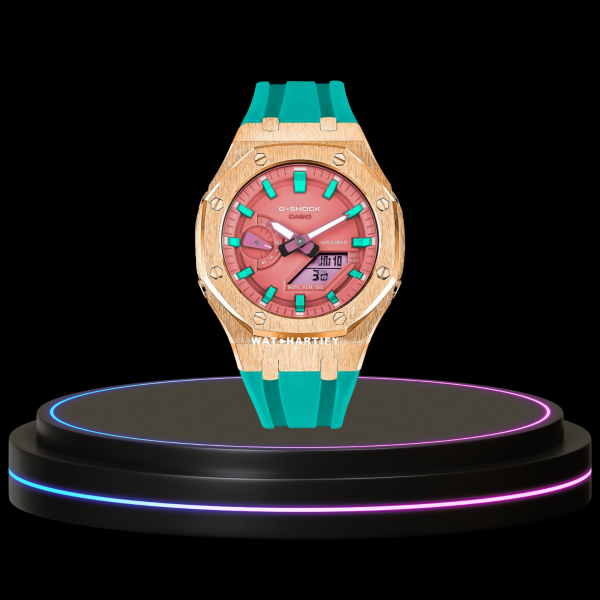 41 1225ab87 2b72 43a1 bd1b 17d83dac8ddd G-SHOCK Casio GA2100 | Rose Gold Series Salmon Dial Tiffany Blue Marker | Tiffany Blue Rubber