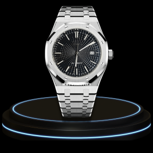 41 99558f51 da90 4ceb bb71 4005143615d8 SEIKO Mod Royal Oak Collection Midnight Black Circle Dial NH35 Movement Silver Stainless Steel Strap