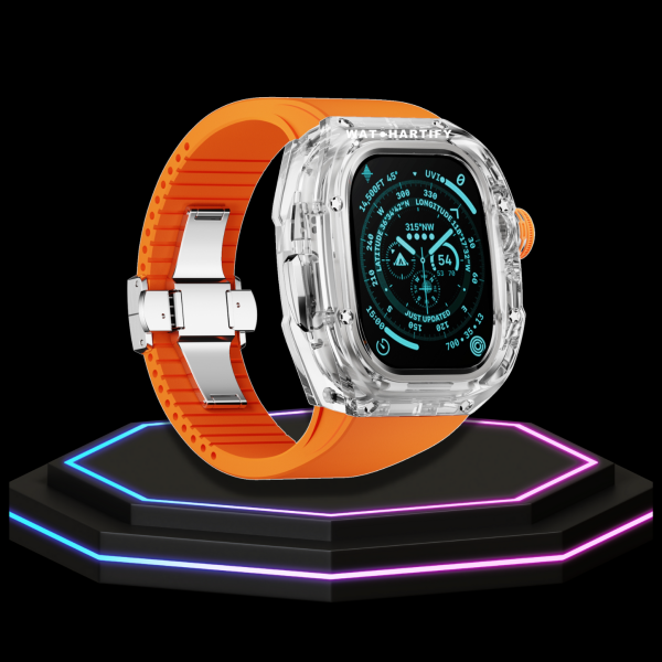 41 c139b205 b350 4eff add5 cecdb98ae8a7 Apple Watch Ultra Case 49MM - CRYSTAL Pro Silver Series Luminary | Sunset Orange Rubber